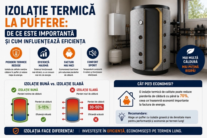 Izolație termică la puffere: De ce este importantă și cum influențează eficiența