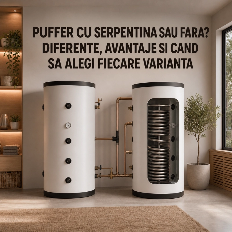 Puffer cu serpentina sau fara? Diferente, avantaje si cand sa alegi fiecare varianta